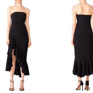 Cinq à Sept Gramercy dress - Elegant Black Ruffle strapless dress gown